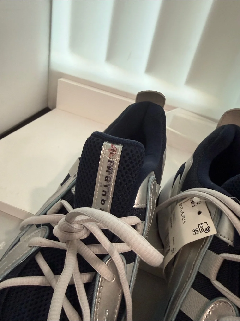 adidas Silver and Navy Athletic Running Shoes